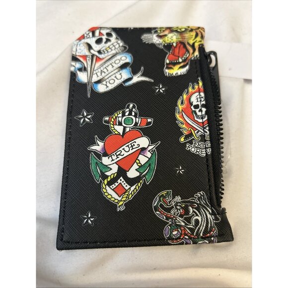 ED HARDY ID CARD CASE Coin Bag W/zipper Tattoo Colorful Love Kills Slow Try - Picture 10 of 10